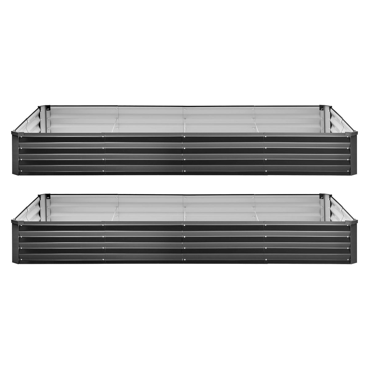 2 Pack Galvanized Raised Garden Beds, 8 x 4 x 1 ft, Rectangular Metal Planter Boxes Kit Outdoor, Bottomless Elevated Planting Box with Gloves, Alu-Zinc, for Growing Flowers Vegetables, Dark Gray
