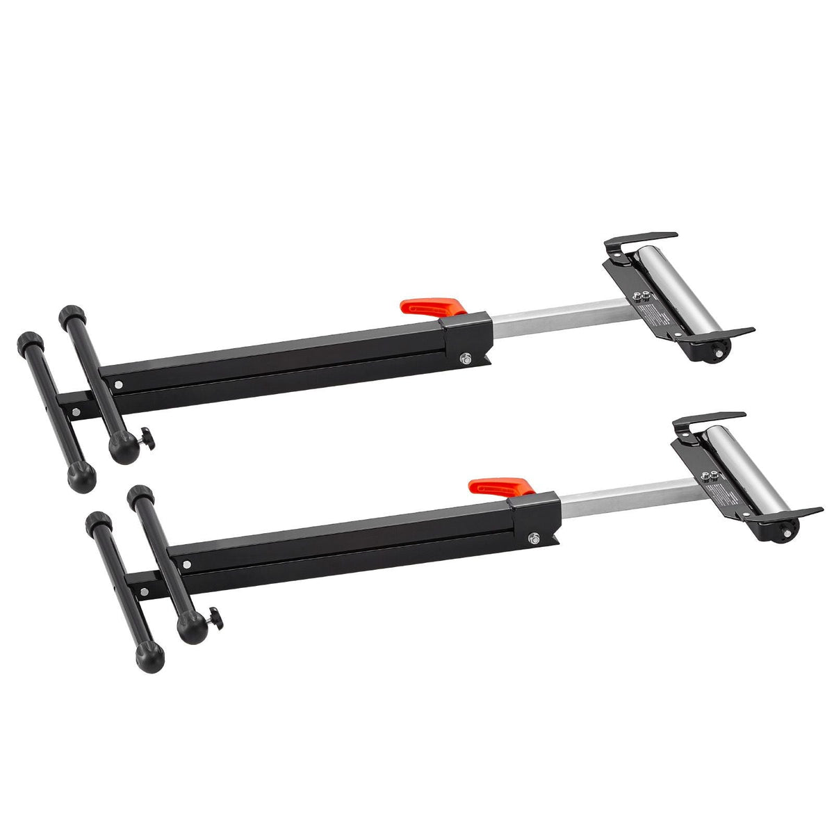2-Pack Roller Stands, 250 lbs Load Capacity, 27-43 in Adjustable Height, Folding Heavy Duty with Polished Steel Roller Head & Edge Guides, for Table Saw Outfeed Woodworking Extension Support