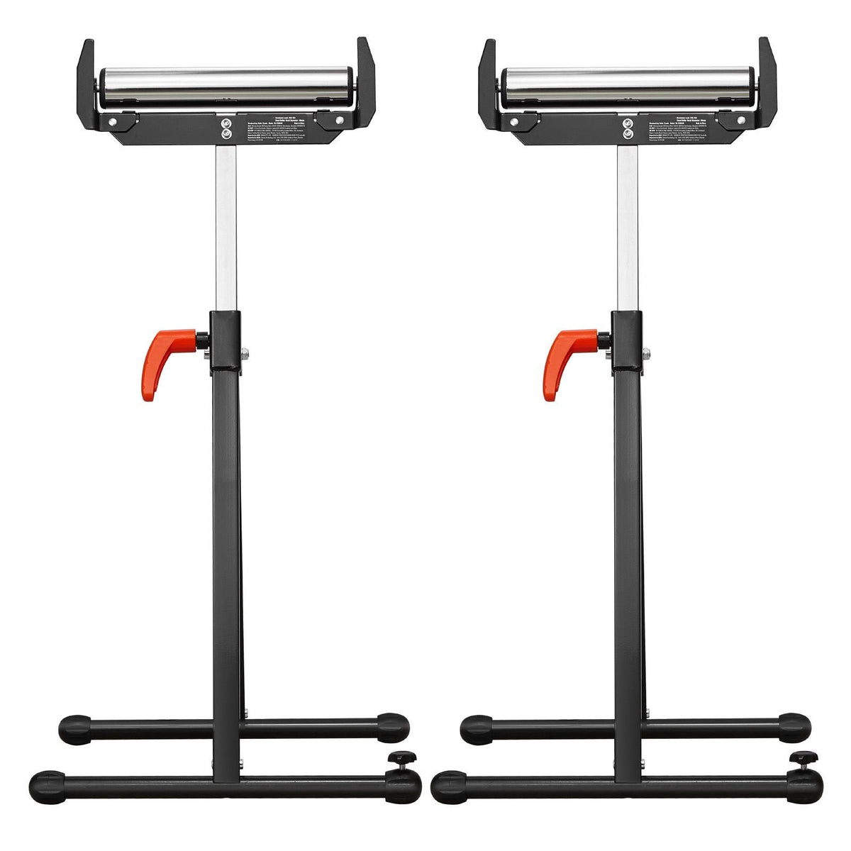 2-Pack Roller Stands, 250 lbs Load Capacity, 27-43 in Adjustable Height, Folding Heavy Duty with Polished Steel Roller Head & Edge Guides, for Table Saw Outfeed Woodworking Extension Support