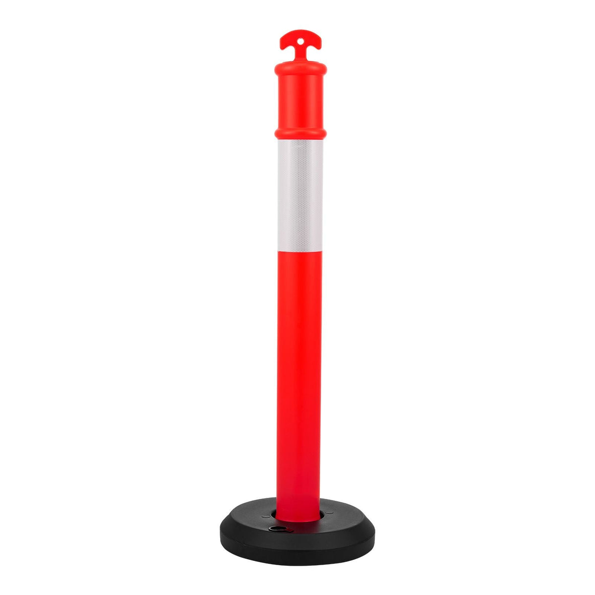 2 Pack Traffic Delineator Posts, 48 inches Traffic Safety Cones with Fillable Base and Reflective Strips, Heavy Duty Delineator Posts for Construction Site, Parking Lot, Crowd Control, Red