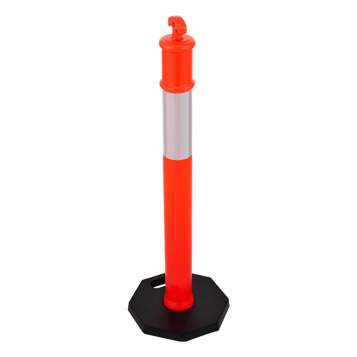 2 Pack Traffic Delineator Posts, 48 inches Traffic Safety Cones with Weighted Base and Reflective Strips, Heavy Duty Delineator Posts for Construction Site, Parking Lot, Crowd Control, Red