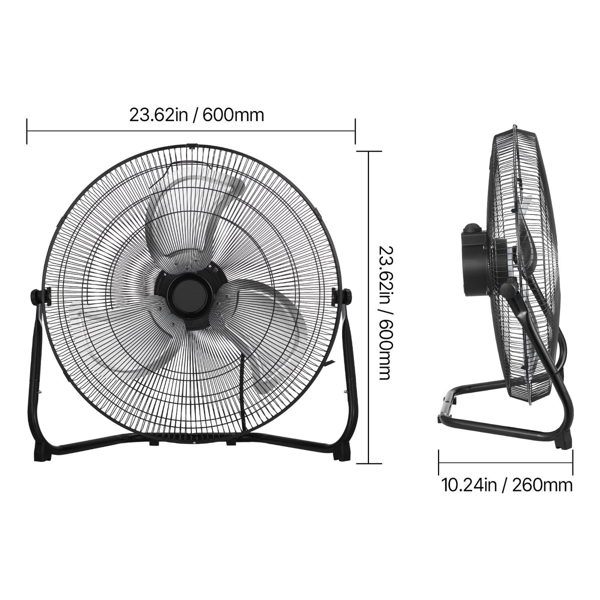 2 PCS Floor Fans, 3 Speeds High Velocity Heavy Duty 20 Inch Industrial Fan, 4800 CFM 360° Adjustable Tilt 21.33 ft/sec Airflow Large Metal Fan, for Gym, Home, Garage, Commercial Shop & Bedroom