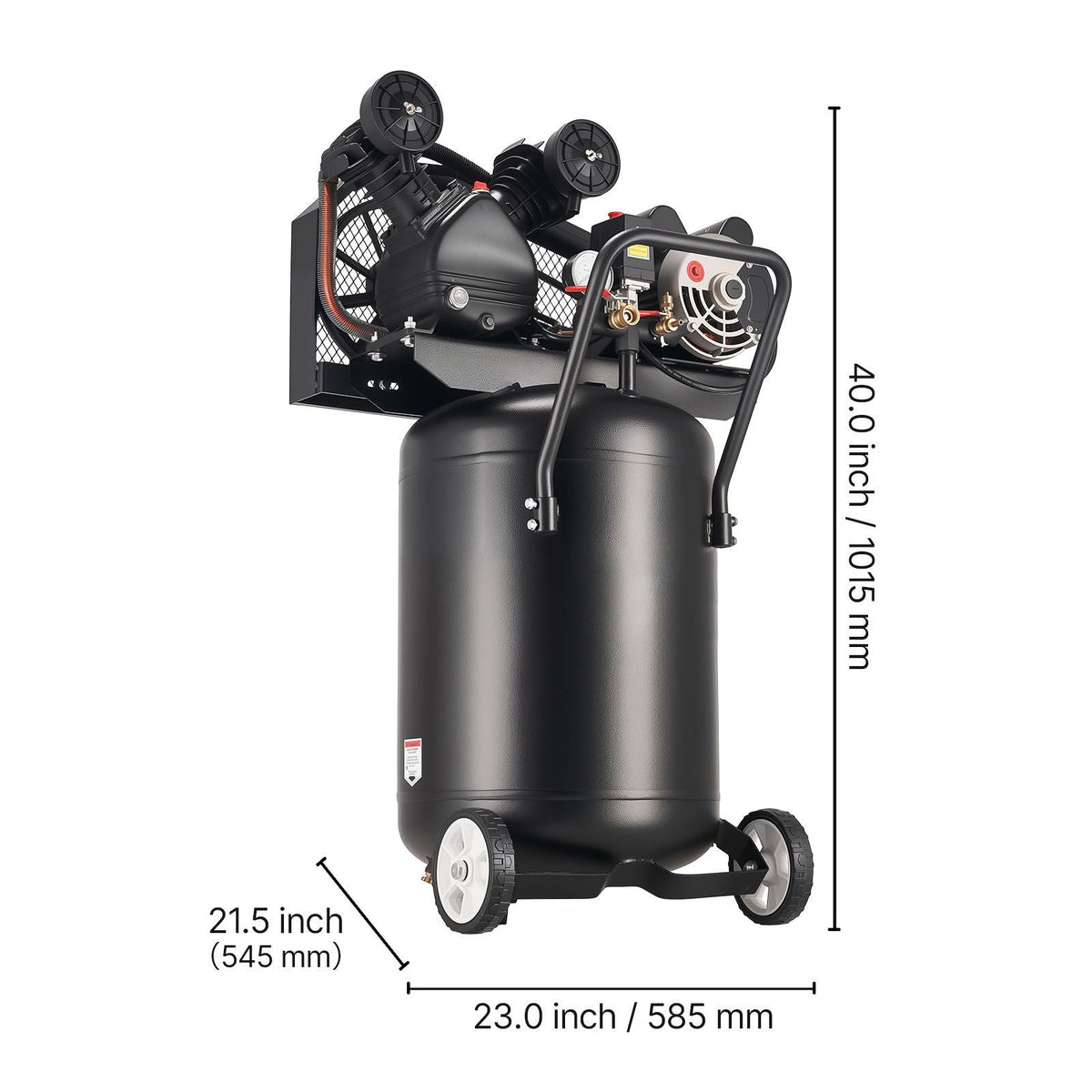 20-Gallon Air Compressor, 2HP 6.5SCFM at 90PSI, Max 135PSI Pressure Oil-Lubricated Air Compressor Tank, Portable on Wheels for Auto Repair, Tire Inflation, Spray Painting, Woodwork Nailing, 120V