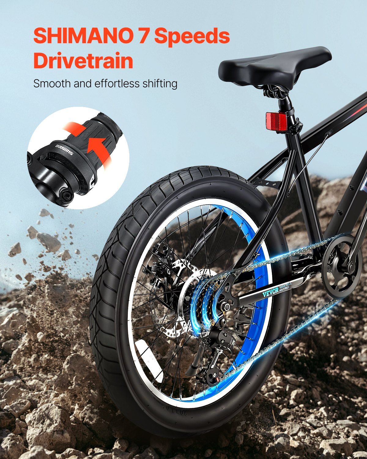 20" Mountain Bike MTB Bicycle Shimano 7 Speed Carbon Steel Dual Disc Brakes