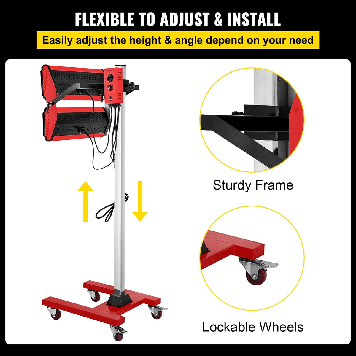 2000W Baking Infrared Paint Curing Lamp Short Wave Infrared Heater Car Bodywork Repair Paint Dryer/Stand