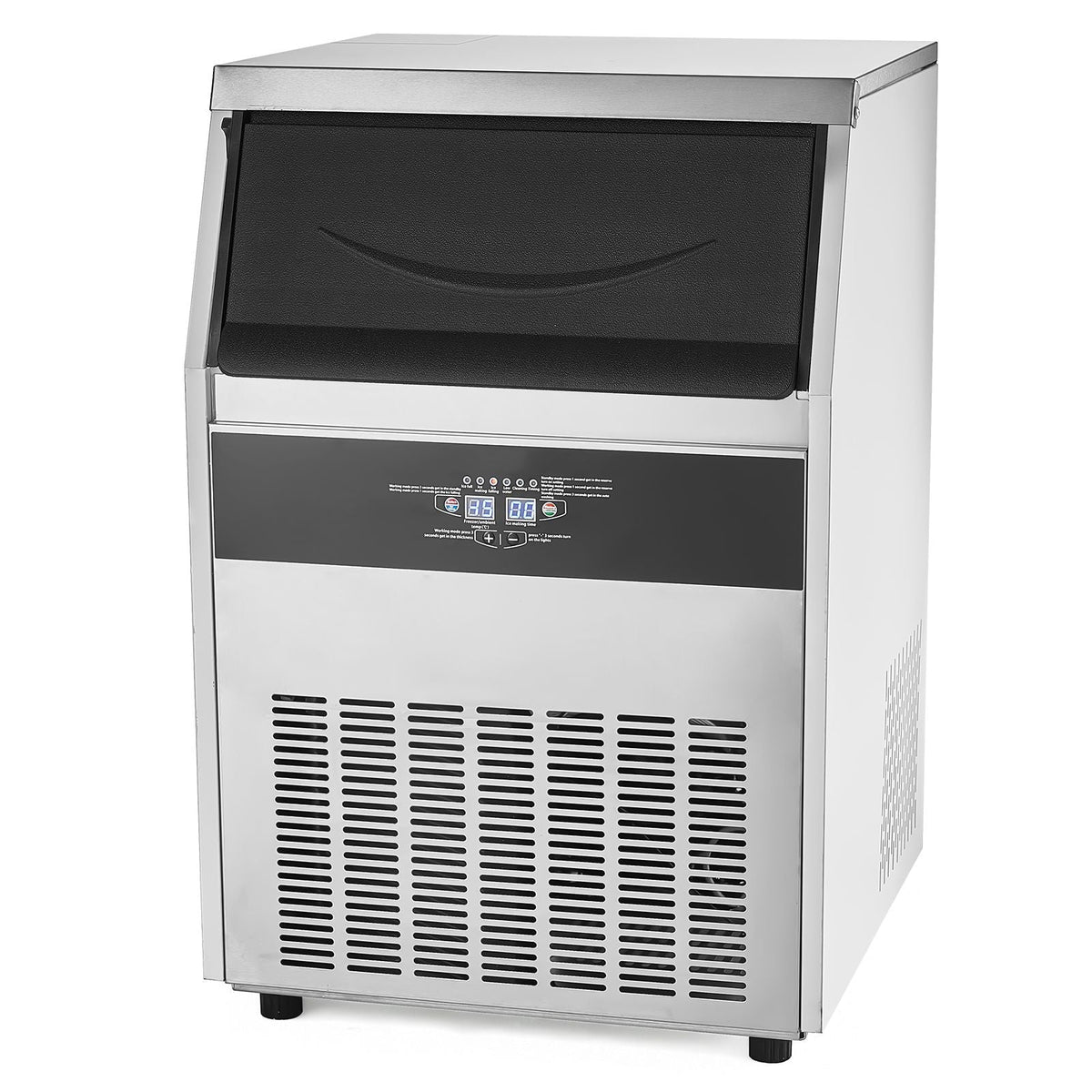 200lbs/24H Commercial Ice Maker Machine, 66lbs Storage Capacity Ice Maker with Drain Pump, 108 Ice Cubes in 15 Minutes, LED Digital Display Freestanding Self-Cleaning for Bar Office Restaurant