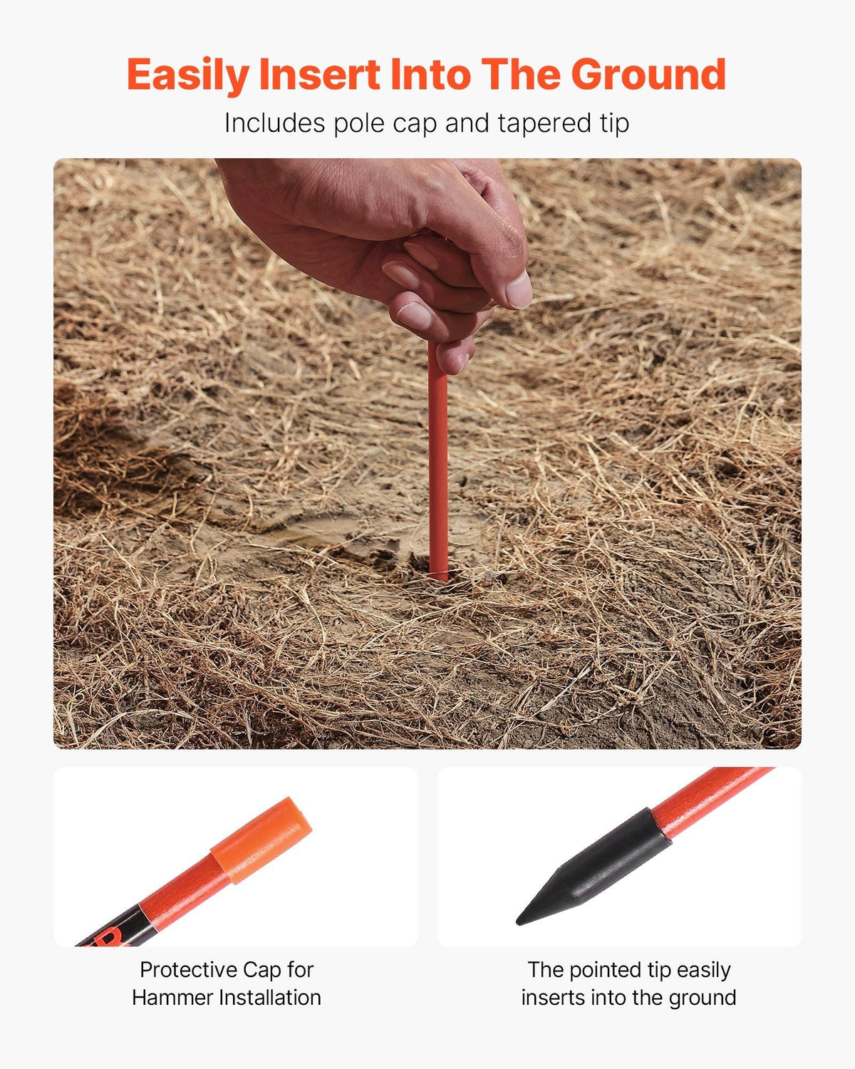 20Pcs Reflective Driveway Markers 5/16" Dia 58 in Snow Stakes Reflectors Orange