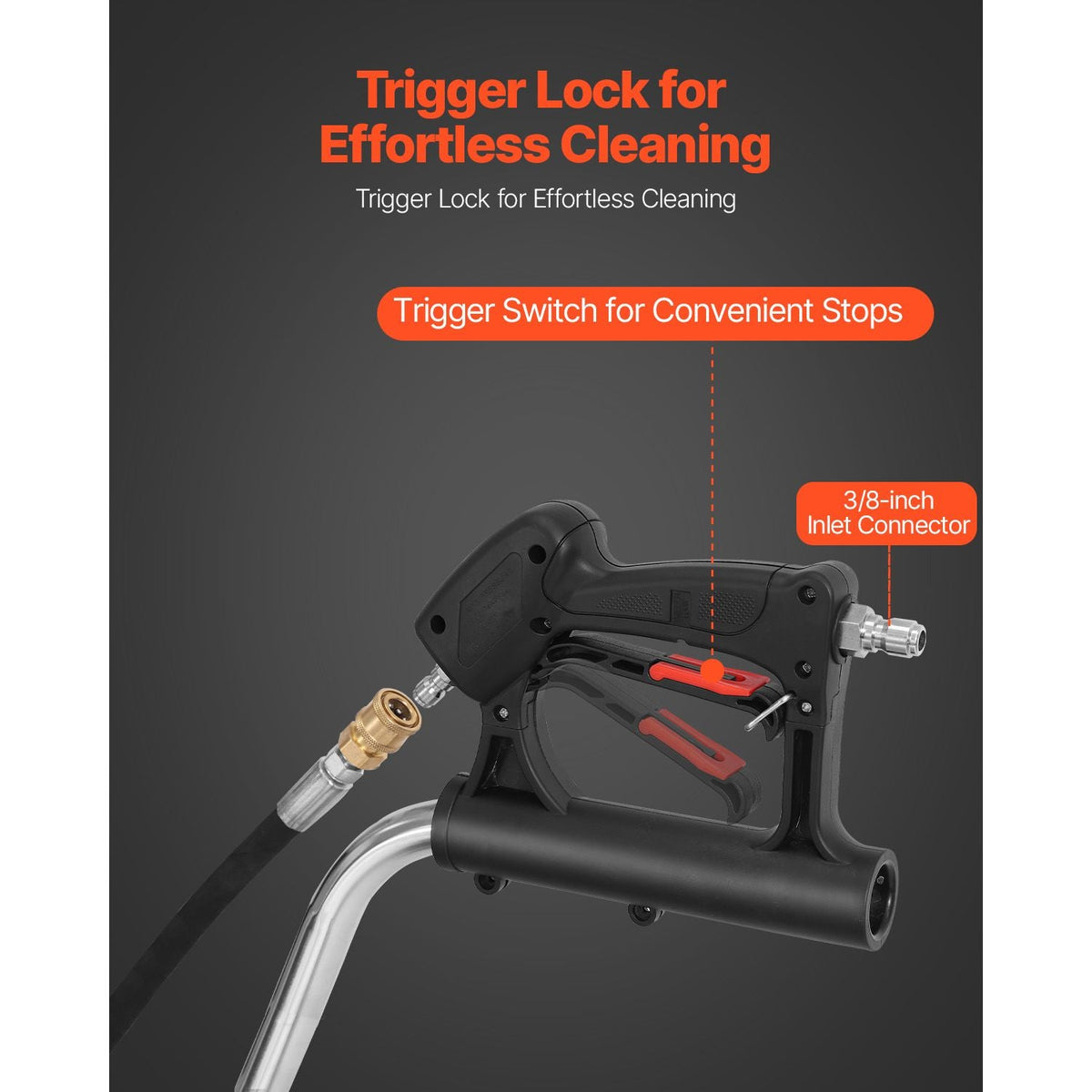 21" Pressure Washer Surface Cleaner, Stainless Steel Pressure Washer Attachments with 4 Wheels, 4500 Max PSI, 3/8 Quick Connector, 2 Spray Nozzles, Dual Handle, for Concrete, Patio, Sidewalk
