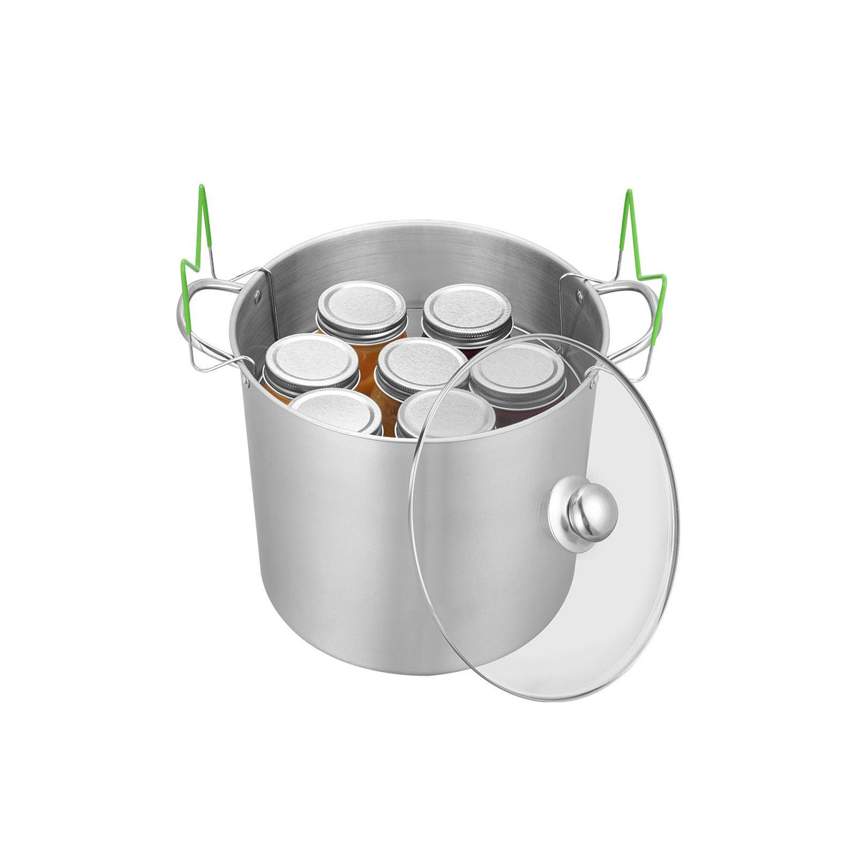 21 QT Canning Pot with Rack and Lid, Stainless Steel Waterbath Canner with Dual Handle and Glass Lid, Compatible with All Cooktops: Induction, Gas, Electric, Glass, Ceramic, Halogen