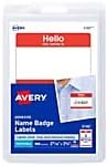 Avery Customizable Name Tags, Hello My Name is, White, Red Border, Removable Adhesive, Laser/Inkjet Printable, 100 Total (5140)