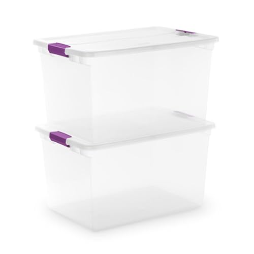 Sterilite 66 Qt ClearView Latch Storage Box, Stackable Bin with Latching Lid, Organize Clothes, Blankets, Items in Closet, Clear Base and Lid, 24-Pack - size: 24 Pack, style: 66 Quart