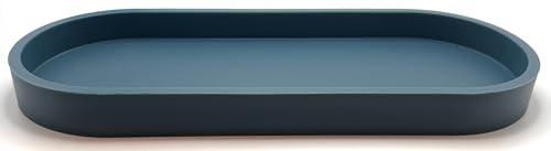 Happitasa Premium 12” x 5” Silicone Vanity Tray | Sink and Surface Organizer with Sturdy Non-Slip Base | Heat Safe, Dishwasher Safe (Smoky Blue) - color: Smoky Blue