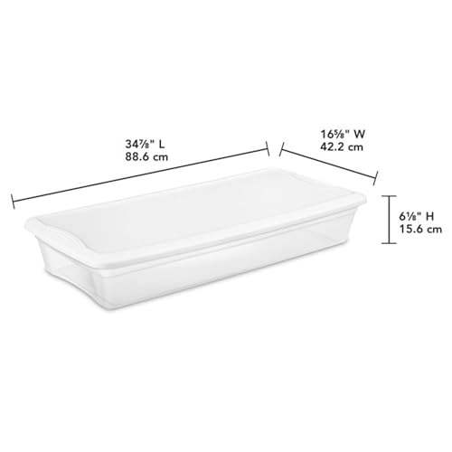 Sterilite 18 Pack Storage Box, 41 Quart Stackable Tote, Clear Plastic Container with Secure Snapping Lids for Home and Office Organization, White - size: 41 Quart, style: 18 Pack