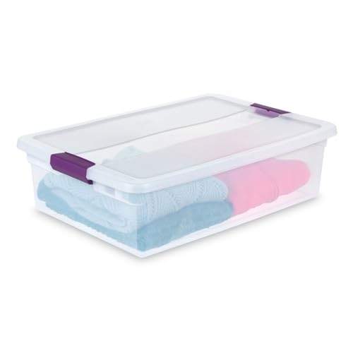 Sterilite 24-Pack 32 Quart ClearView Latch Box, Stackable Organizer Bins with Latching Lids - Clear Plastic Organization Containers for Closet, Bedroom, Shelving Units and Everyday Home Storage - size: 24 Pack, style: 32 Quart