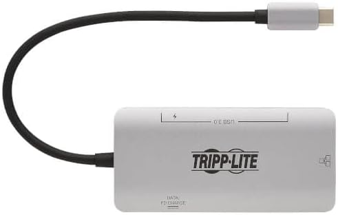 TRIPP LITE Three USB-A Ports USB-C Hub, USB 3.2 Gen 1, 5 Gbps Data Transfer, 100W Power Delivery Charging 20V 5A, Gigabit Network Port, Sturdy Aluminum Housing, 3-Year Warranty (U460-003-3AGALC)