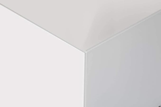 SONOROUS Premium Tempered Glass Side Table - Luxury Nightstand & Bedside Table for Bedroom or Living Room - High Gloss End Table in White Finish - Sleek Cube Design with Fingerprint Resistant Glass