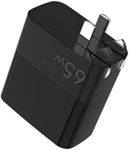 BoxWave Charger Compatible with FiiO M23 - PowerDisplay PD Wall Charger (65W) GaN 65W Powerful Folding Plug LCD Display - Jet Black