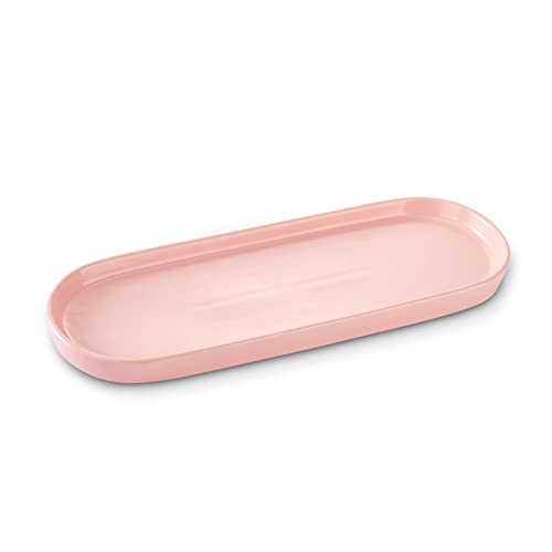 Ceramic Sink Tray, Bathroom Counter Tray, Bathtub Tray, Cosmetics Dish, Candle Tray, Perfume Shampoo Liquid Soap Tray Simple Style Design Suit for Bathroom and Kitchen (Pink) - color: Pink