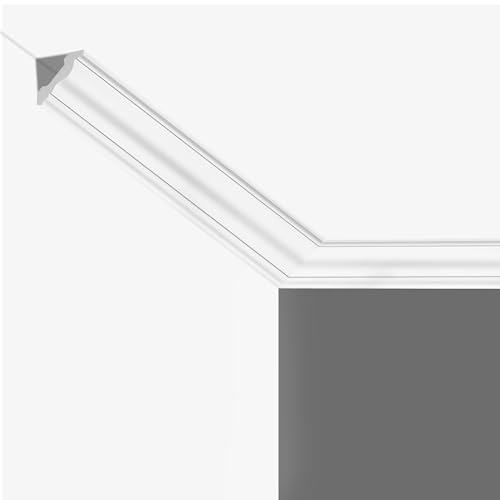 Sunnyglade 12-Pack Ceiling Crown Molding Trim, Total 43.7 Ft High Impact Finish Polystyrene Ceiling Moulding for Home Decor -Easy Installation with Glue (12)