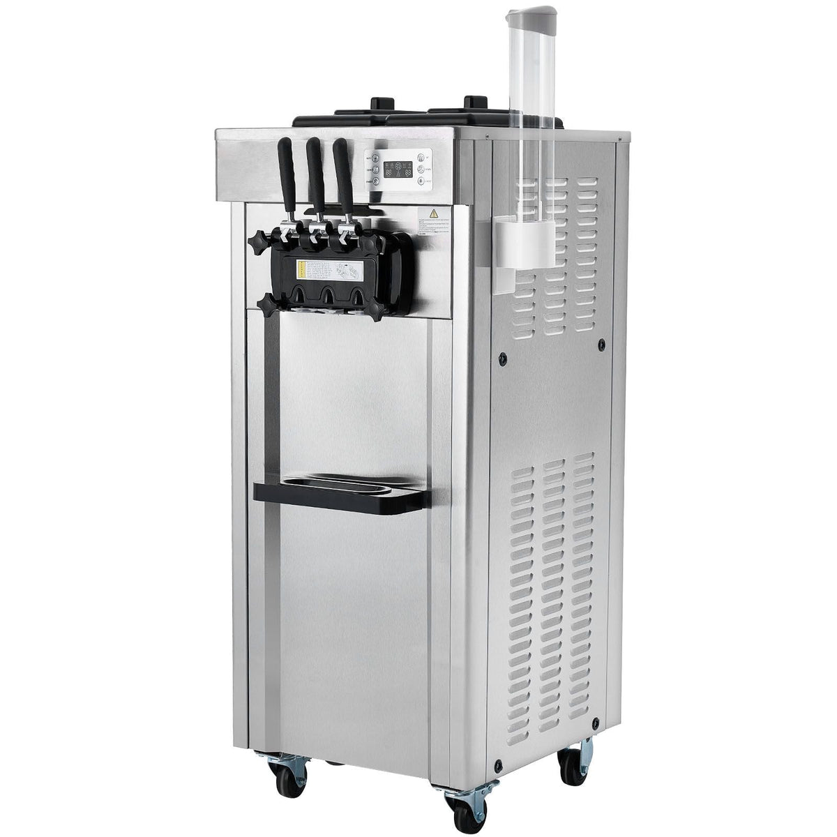 2200W Commercial Soft Ice Cream Machine 3 Flavors 5.3 to 7.4Gallon per Hour PreCooling at Night Auto Clean LCDPanel for Restaurants Snack Bar, Sliver