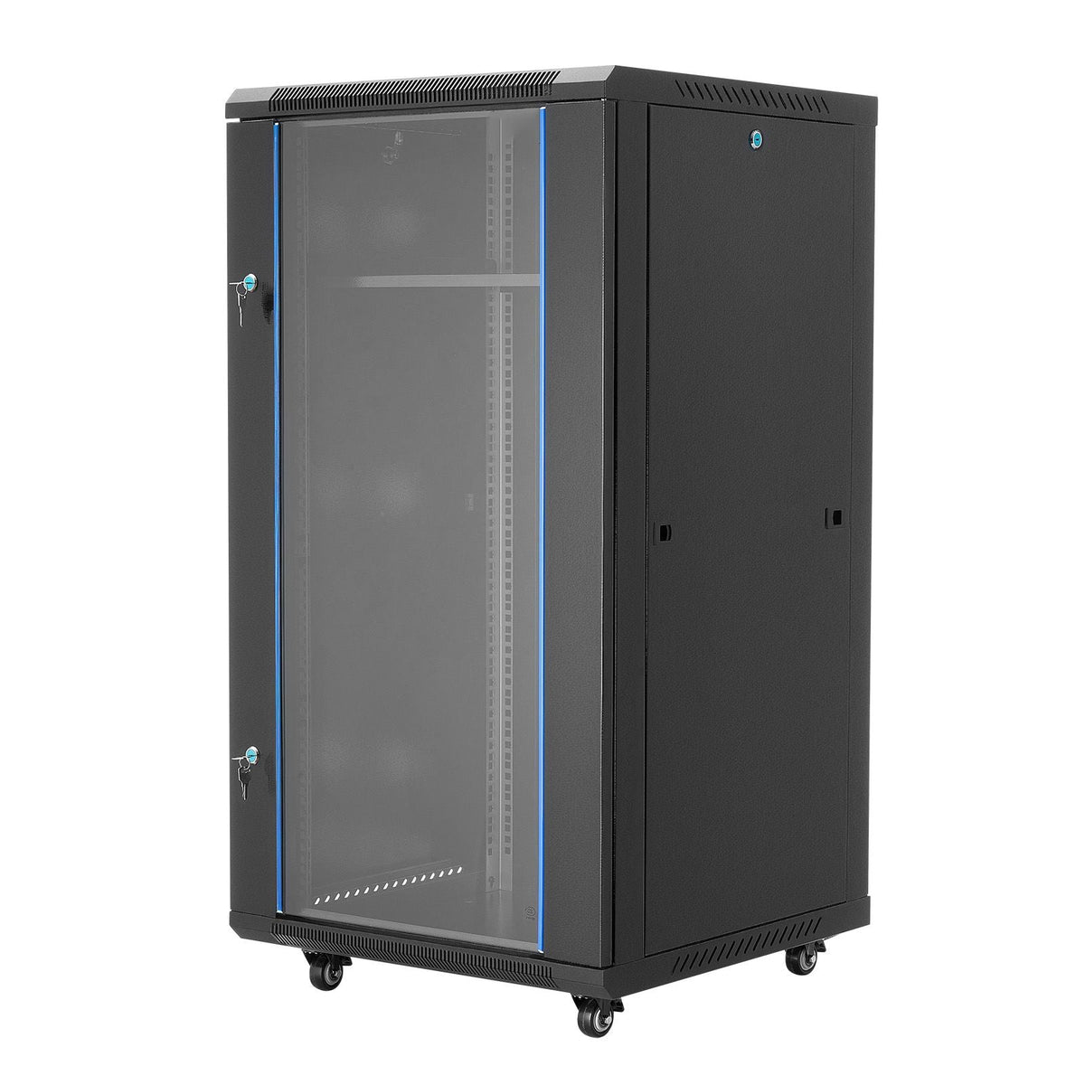 22U Network Cabinet Wall Mount, 23.6 in Depth, 300 lbs Max Load Capacity Server Cabinet Rack Enclosure with Locking Tempered Glass Door, Side Panels, Server Rack for IT Equipment, A/V Devices