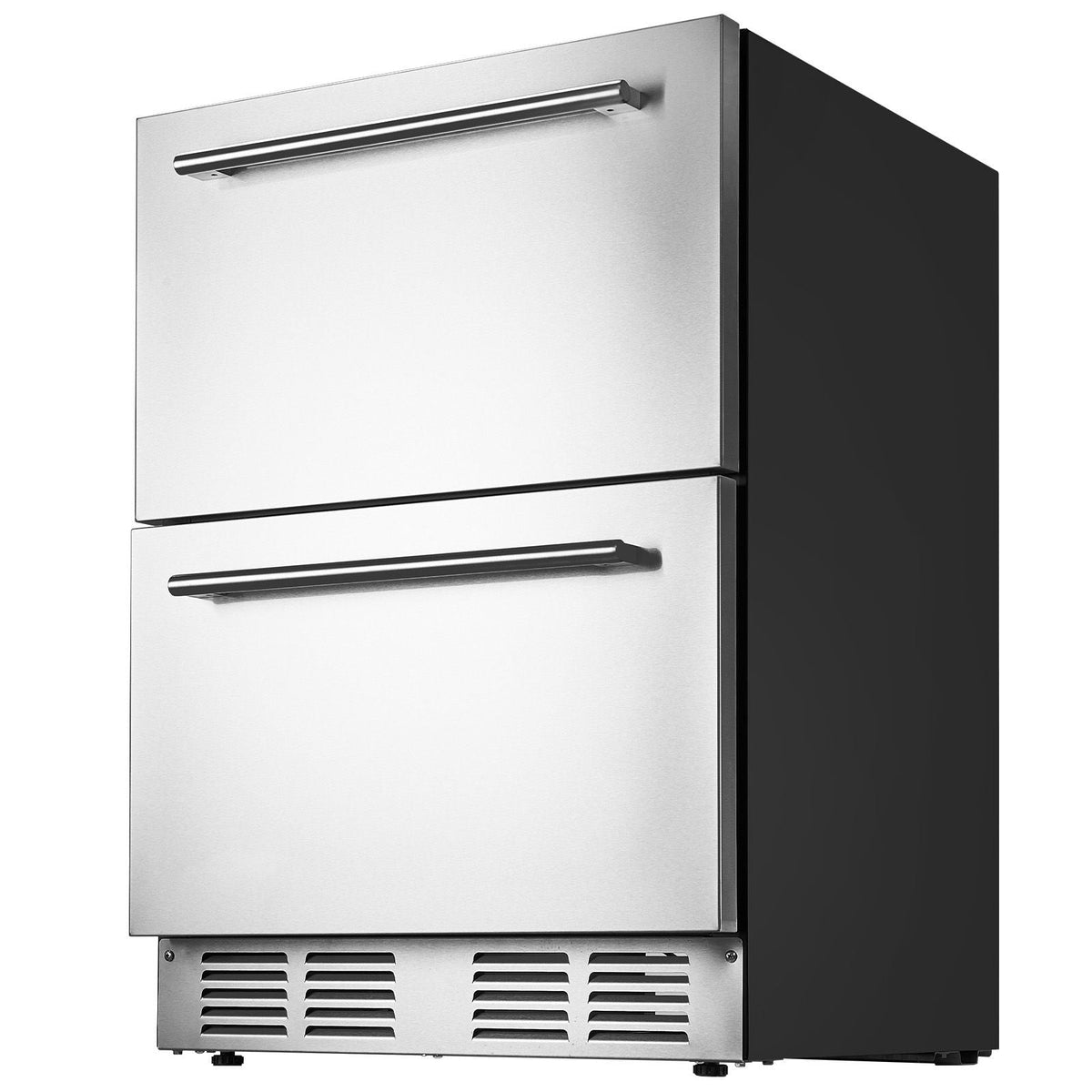 24 Inch Under Counter Drawer Refrigerator, Stainless Steel Dual Drawer Fridge with Temperature Control, Outdoor Refrigerator with Powerful Compressor & LED Display, Fit for Home, Office, etc.