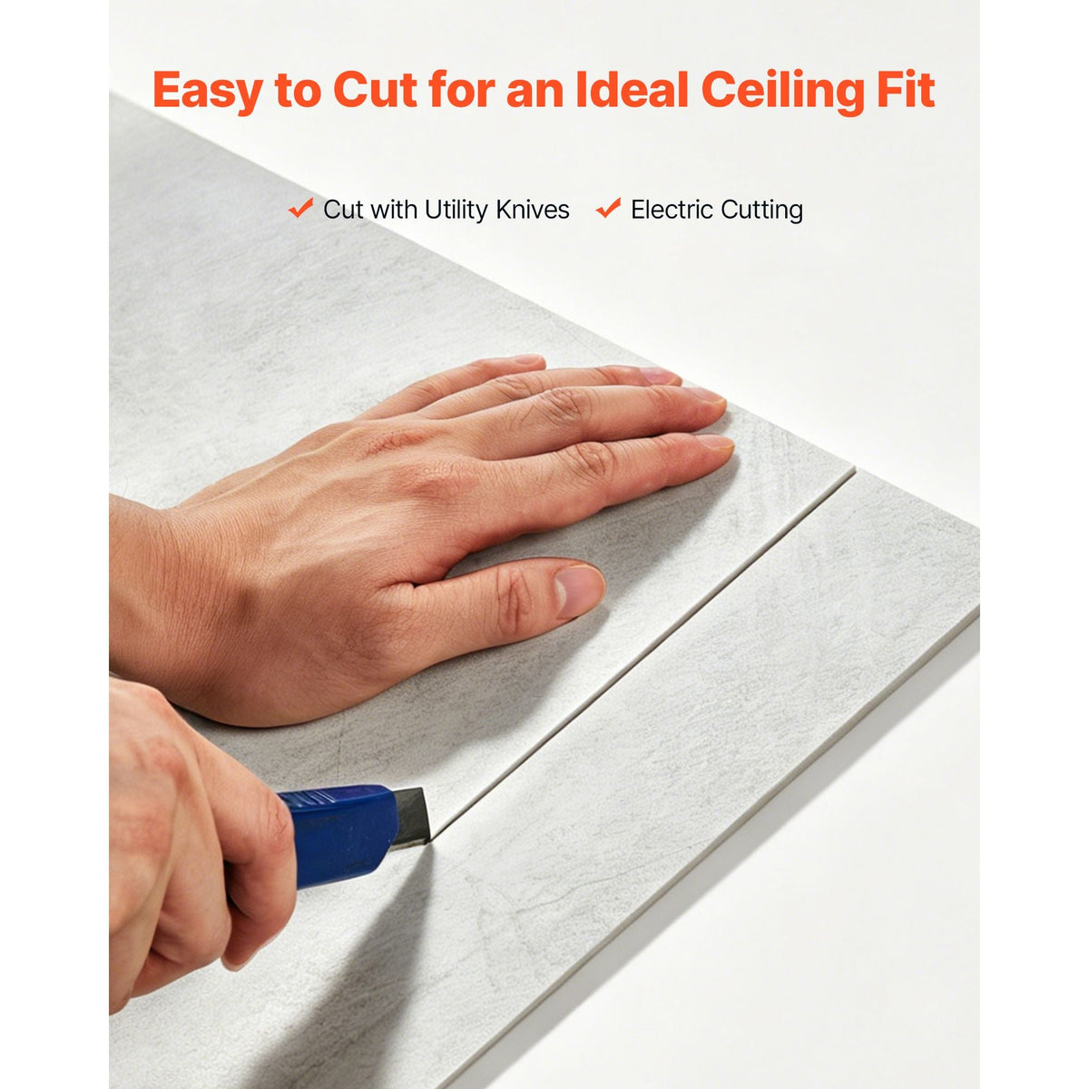 24 x 24 in PVC Ceiling Tiles 12-Pack Drop Ceiling Panels White Marble, PVC Foam Board, Grid Fit, Water-Resistant, Flexible Cut, Easy to Clean, Modern Decorative Finish for Home, Office Areas