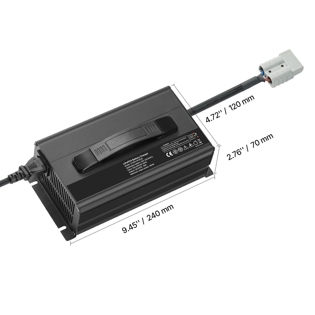 24V 20A Lithium Battery Charger, 29.2V, AC-DC LiFePO4 Smart Charger, with Anderson Connector, LED Indicator, 0V Activation, for Lithium LiFePO4 Deep Cycle Rechargeable Batteries of Boat, RV
