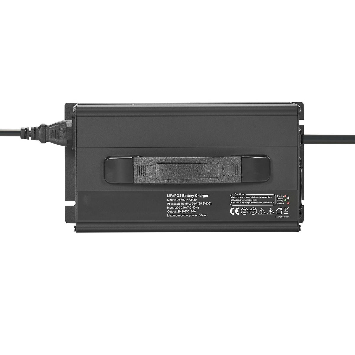24V 20A Lithium Battery Charger, 29.2V, AC-DC LiFePO4 Smart Charger, with Anderson Connector, LED Indicator, 0V Activation, for Lithium LiFePO4 Deep Cycle Rechargeable Batteries of Boat, RV