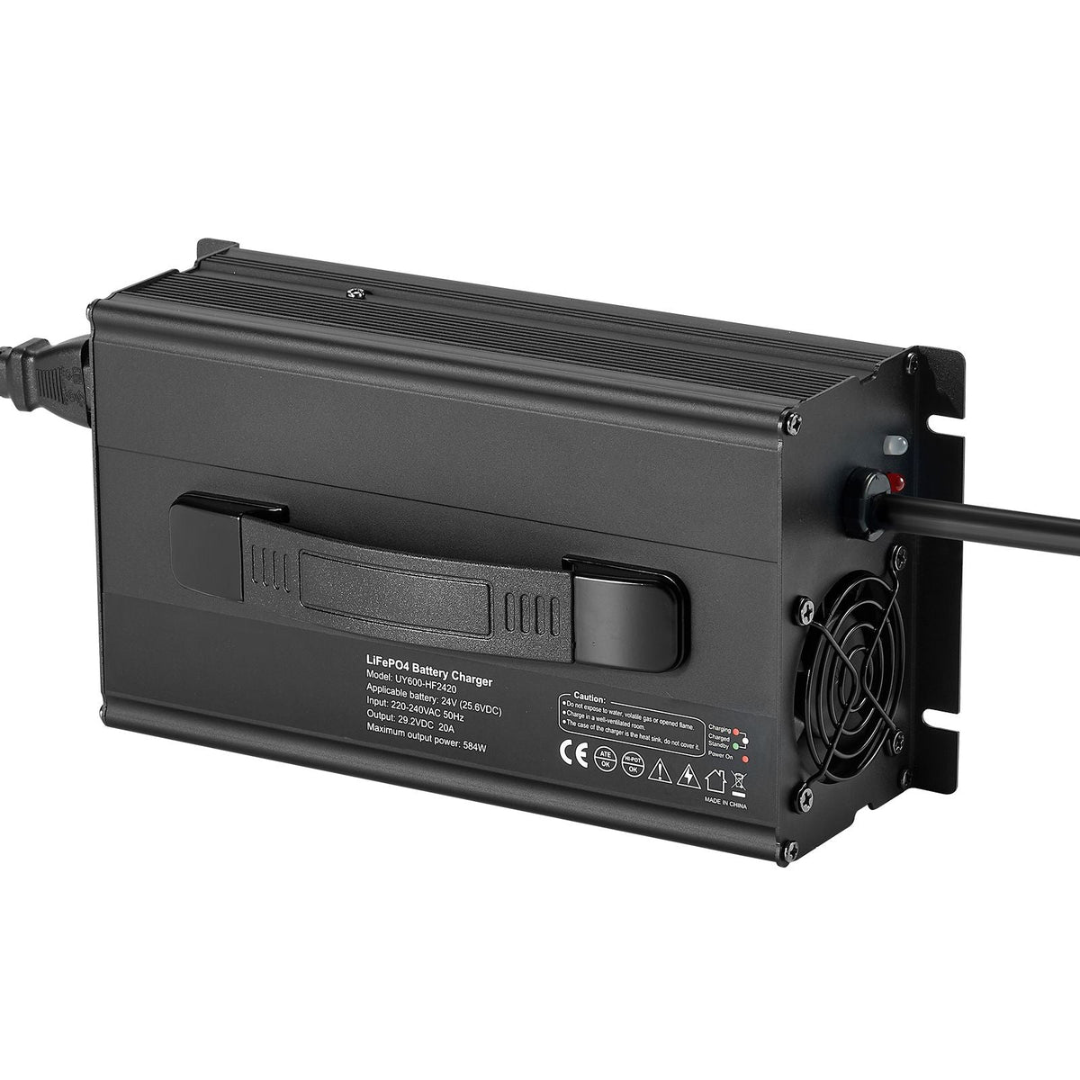 24V 20A Lithium Battery Charger, 29.2V, AC-DC LiFePO4 Smart Charger, with Anderson Connector, LED Indicator, 0V Activation, for Lithium LiFePO4 Deep Cycle Rechargeable Batteries of Boat, RV