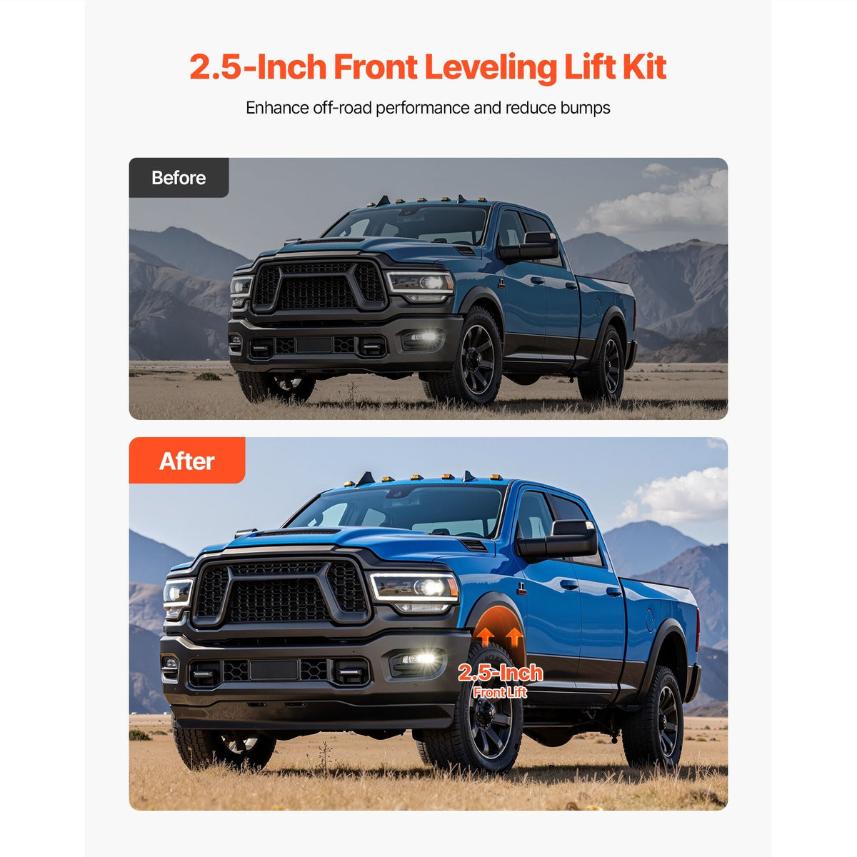 2.5 Inch Front Leveling Lift Kit for 2004-2025 Ford F150 2WD/4WD, 2003-2018 Expedition, 2005-2008 Lincoln Mark LT, Chassis Level Kit with 2PCS Heavy Duty Forged Aluminum Suspension Strut Spacers