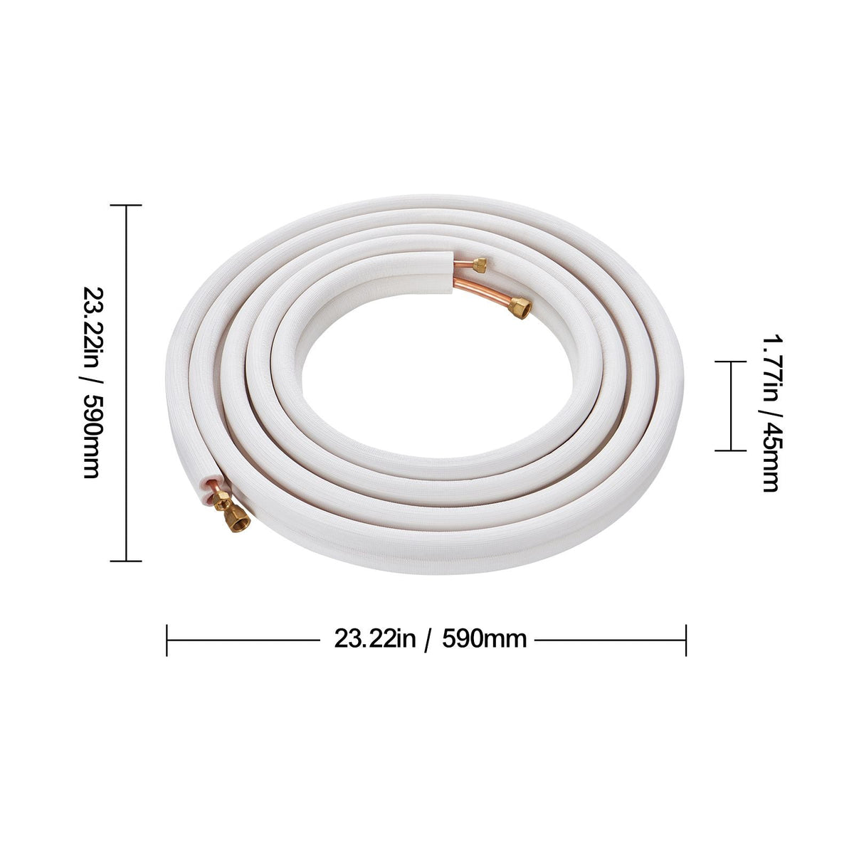 25FT Mini Split Line Set, 1/4" & 3/8" O.D Copper Pipes Tubing and Triple-Layer Insulation, for Mini Split Air Conditioning Refrigerant or Heating Pump Equipment & HVAC with Wrapping Strips.
