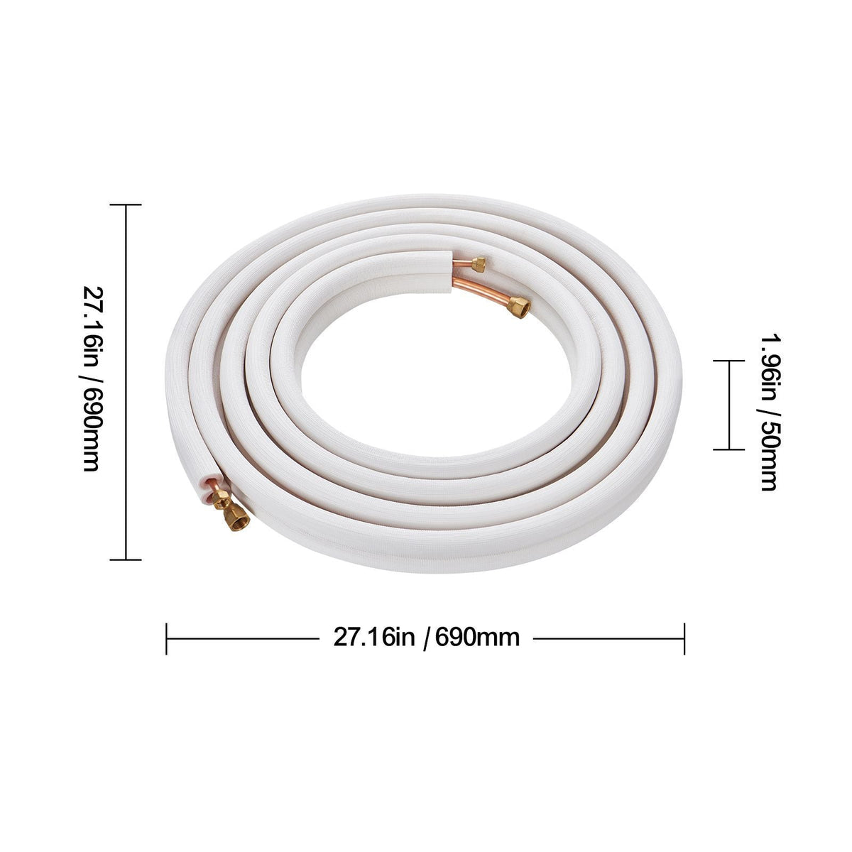 25FT Mini Split Line Set, 3/8" & 5/8" O.D Copper Pipes Tubing and Triple-Layer Insulation, for Mini Split Air Conditioning Refrigerant or Heating Pump Equipment & HVAC with Wrapping Strips.