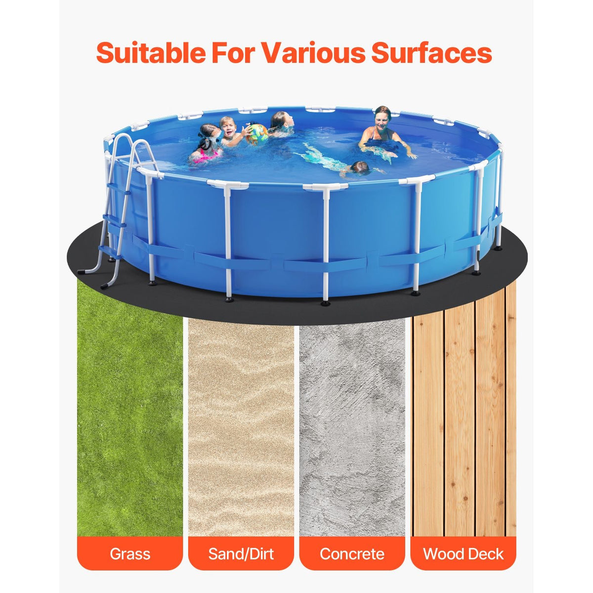 27ft Round Pool Liner Pad, Pool Liner Pad for Above Ground Swimming Pools, Extra-Thick Pool Mat, Prevents Punctures, Recycled Geotextile Material Underlayment Pad, Extend Liner Life