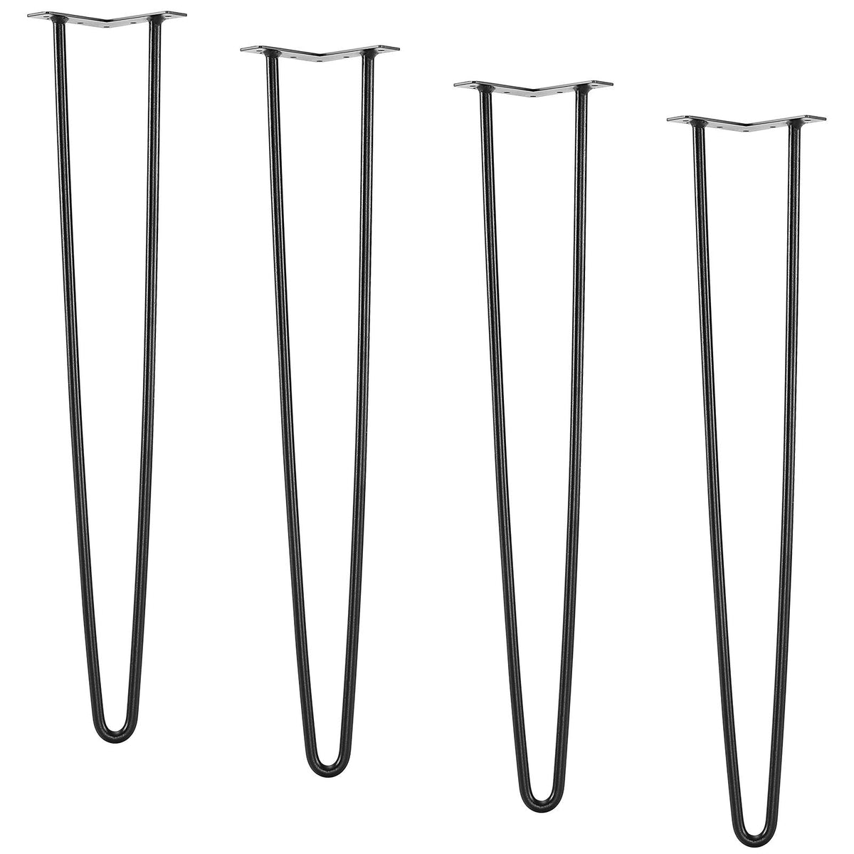 28" Hairpin Furniture Legs, Metal Home DIY Projects for Nightstand, Coffee Table, Desk, 500lbs Load Capacity with Rubber Floor Protectors, Metal Heavy Duty Sturdy Modern Table Legs, 4PCS Black