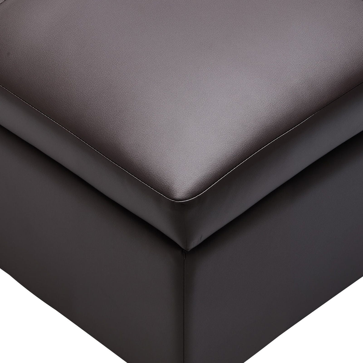 28 in Square Leather Ottoman with Storage, Upholstered Tufted Button Coffee Table Ottoman with Flip-Top Design, PU Leather High-Density Sponge for Living Room, Dorm, Bedroom, Dark Brown