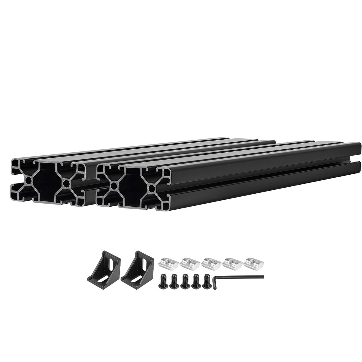 2PCS 4080 Aluminum Extrusion Profile, 19.69 Inch 500 mm, T Slot European Standard Anodized Linear Rail, High-Strength Extruded Aluminum Rail, for 3D Printer Parts and CNC DIY Workbench, Black