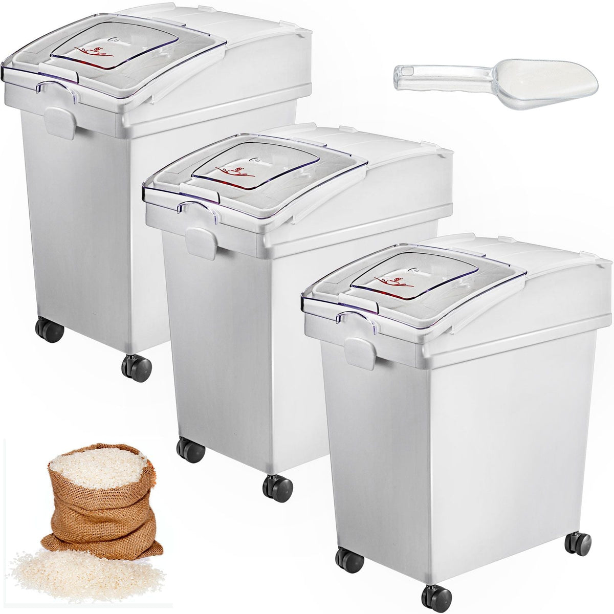 2x Ingredient Bin With Casters 21 Gallon Food Safe Restaurant Kitchen Flour Bins