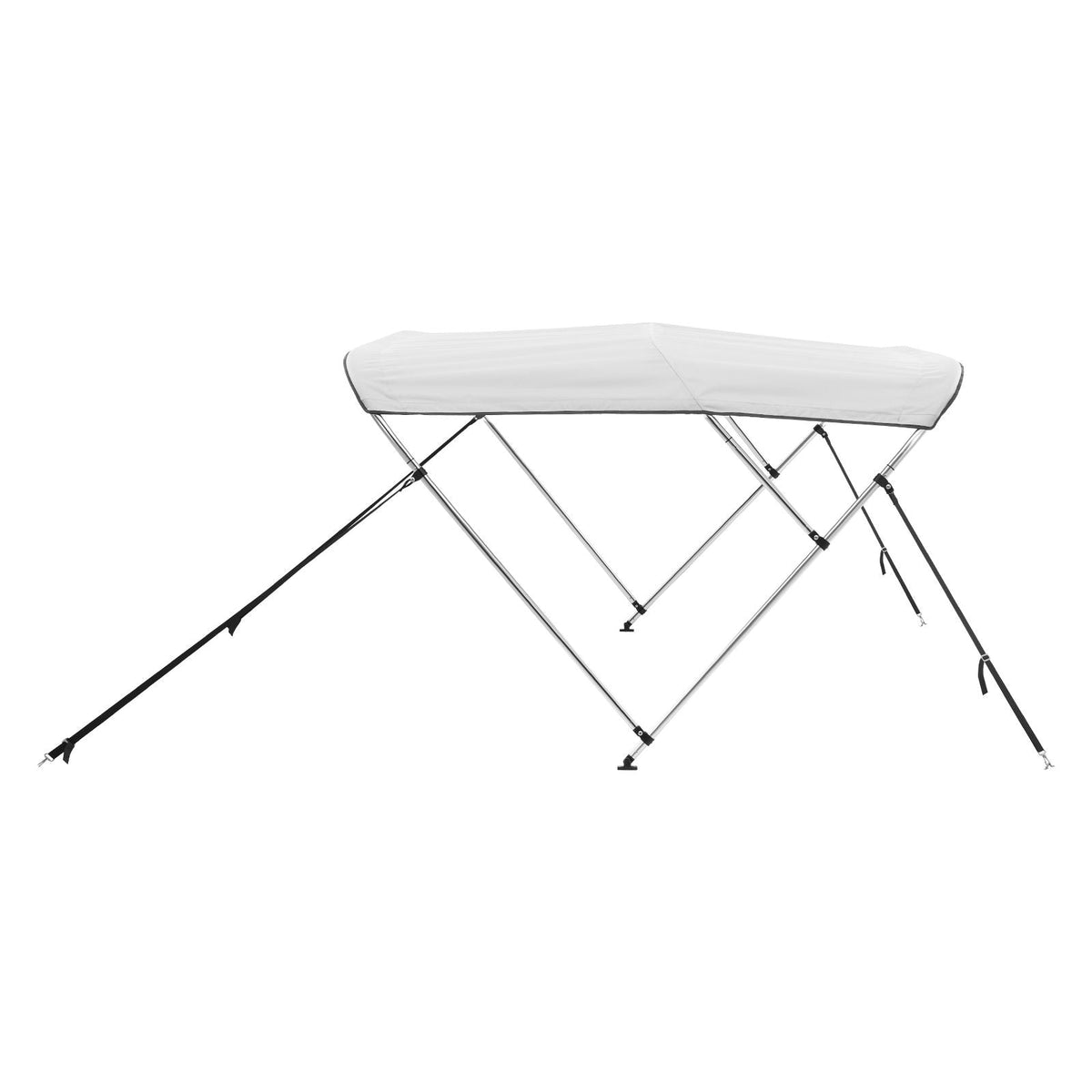 3 Bow Boat Bimini Tops, 600D Polyester Canopy with Aluminum Alloy Frame, Waterproof & Sun Shade Boat Awning Canopy with Storage Bag, 2 Support Poles, 4 Straps, 72"Lx(73"-78")Wx46"H, Light Grey