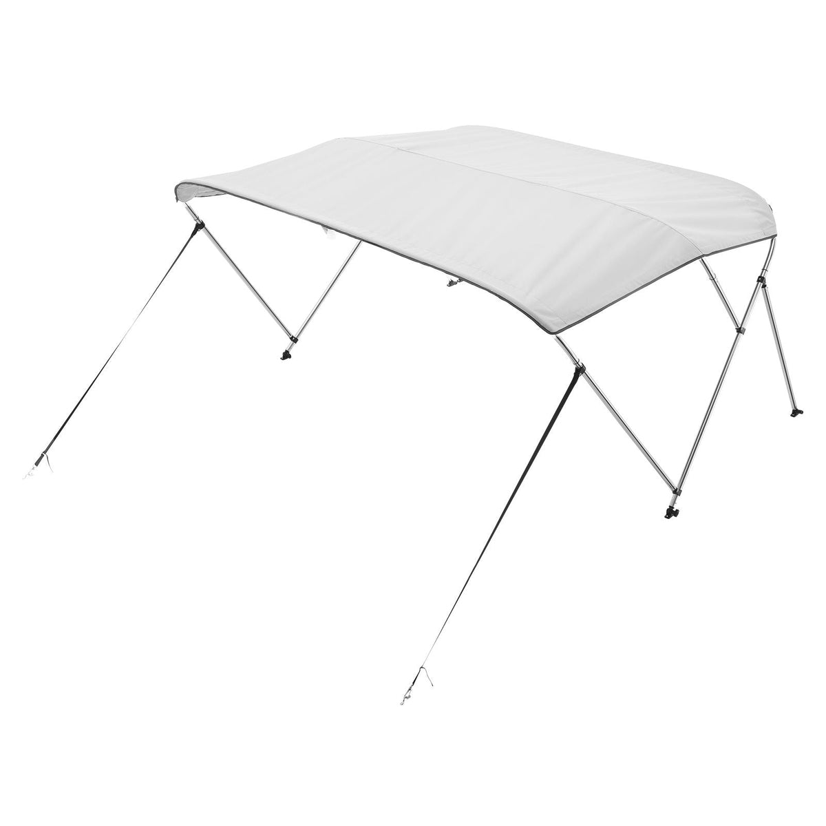 3 Bow Boat Bimini Tops, 600D Polyester Canopy with Aluminum Alloy Frame, Waterproof & Sun Shade Boat Awning Canopy with Storage Bag, 2 Support Poles, 4 Straps, 72"Lx(73"-78")Wx46"H, Light Grey