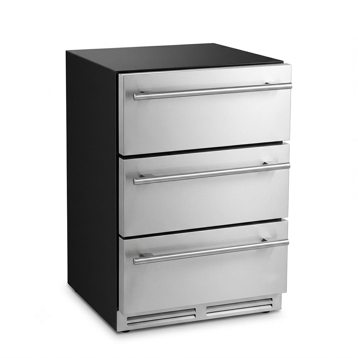 3-Drawer Refrigerator, 24 in Undercounter Beverage Cooler, Large Capacity Drink Fridge, 3 Separate Storage Zones, 304 Stainless Steel Drawers, Fast Cooling, for Kitchen, Game Room & Home Bar