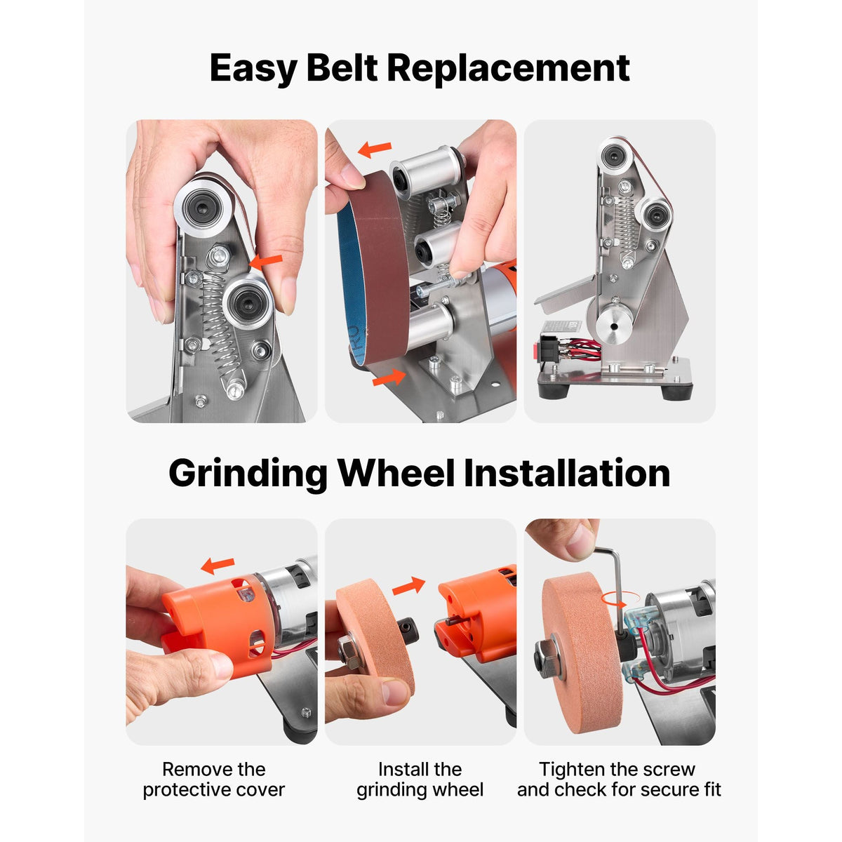 3-in-1 Mini Belt Sander, 13" x 1.2" Sanding Belt, 2.75" Grinding & Polishing Wheel Combo, 7-Speed Adjustable with Forward/Reverse Control for Woodworking, Jewelry Making, Knife Sharpening