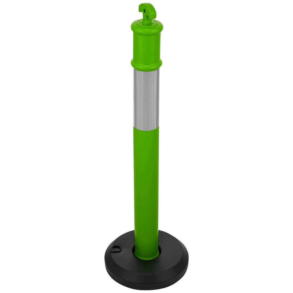 3 Pack Traffic Delineator Posts, 48 inches Traffic Safety Cones with Fillable Base and Reflective Strips, Heavy Duty Delineator Posts for Construction Site, Parking Lot, Crowd Control, Green
