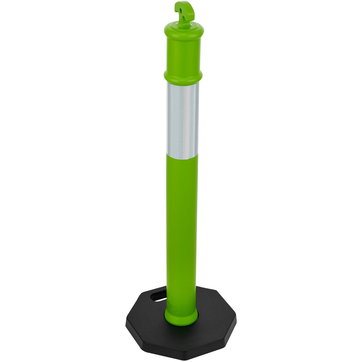 3 Pack Traffic Delineator Posts, 48 inches Traffic Safety Cones with Weighted Base and Reflective Strips, Heavy Duty Delineator Posts for Construction Site, Parking Lot, Crowd Control, Green