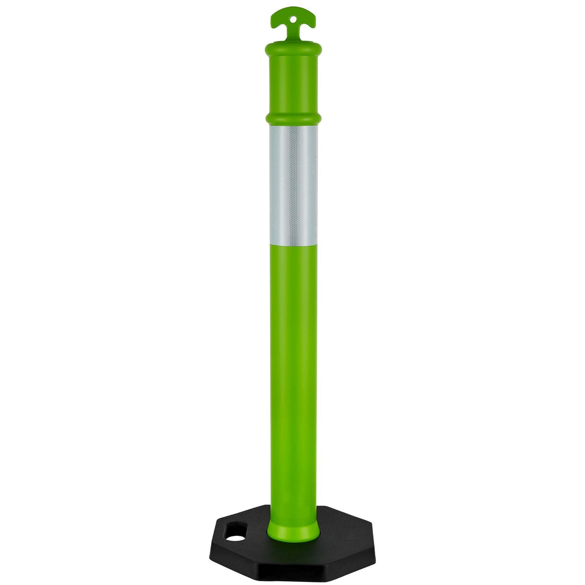 3 Pack Traffic Delineator Posts, 48 inches Traffic Safety Cones with Weighted Base and Reflective Strips, Heavy Duty Delineator Posts for Construction Site, Parking Lot, Crowd Control, Green