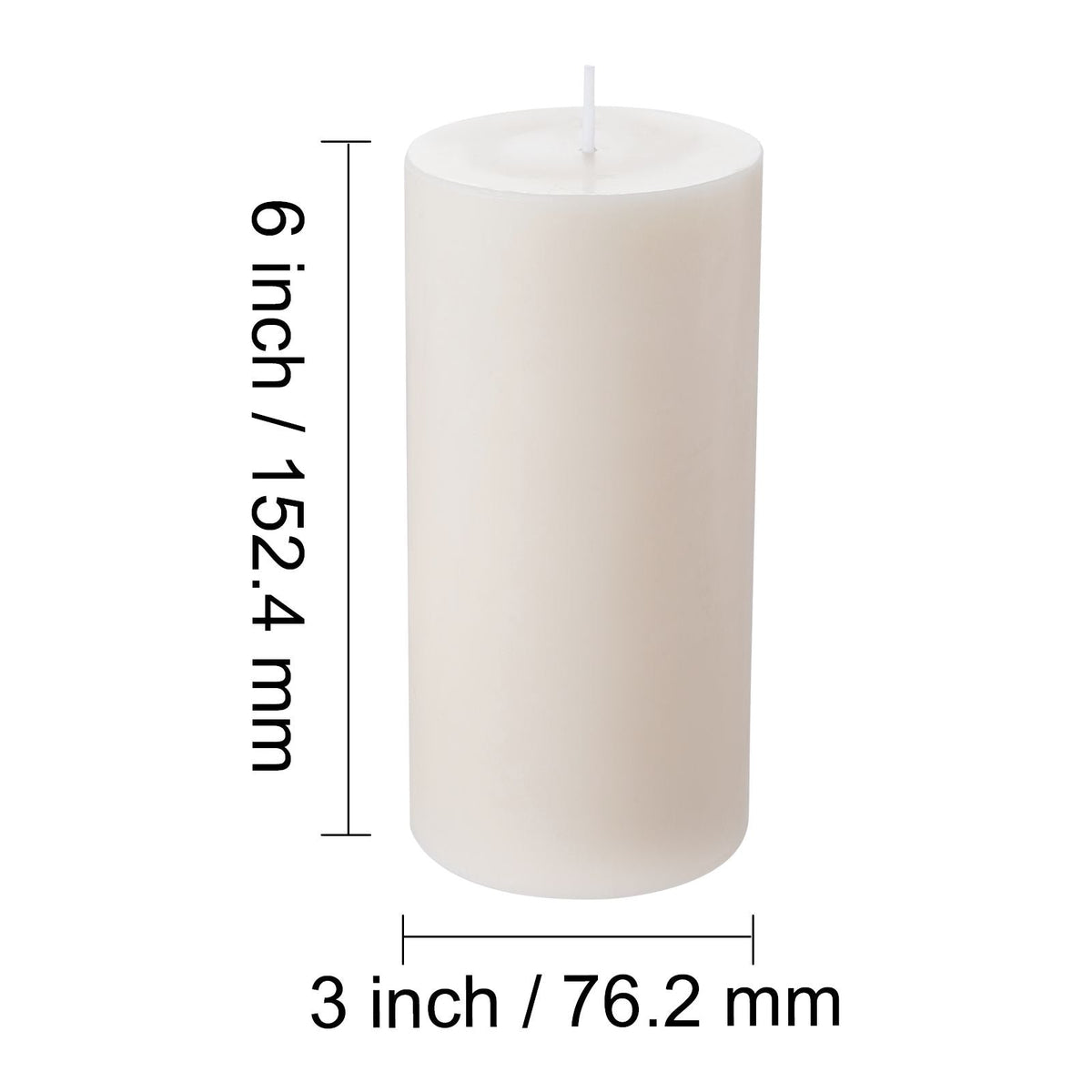 3 Pack White Unscented Pillar Candles, 65 Hours Long Burning Pillar Candle, 3 x 6 Inch Smokeless Unscented Candles, Natural Palm Wax Candles for Home, Weddings, Christmas, White