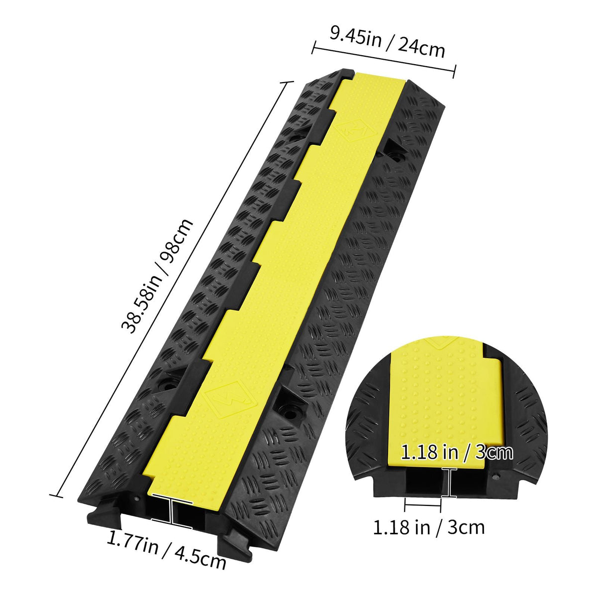 3 PCs Cable Protector Ramp 2 Channel 12000 lbs Load Wire Cable Cover Ramp