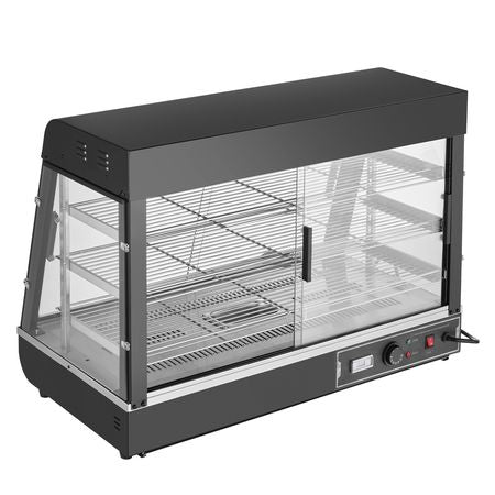 3-Tier Commercial Food Warmer Display, 1500W Food Display Warmer with Light, Adjustable Shelf and Temperature Display, 86-185 F Steam Heating, 130L for Hamburger, Pizza, Bread, Fried Chicken