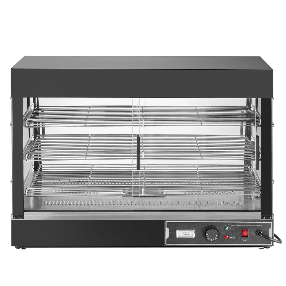 3-Tier Commercial Food Warmer Display, 1500W Food Display Warmer with Light, Adjustable Shelf and Temperature Display, 86-185 F Steam Heating, 130L for Hamburger, Pizza, Bread, Fried Chicken