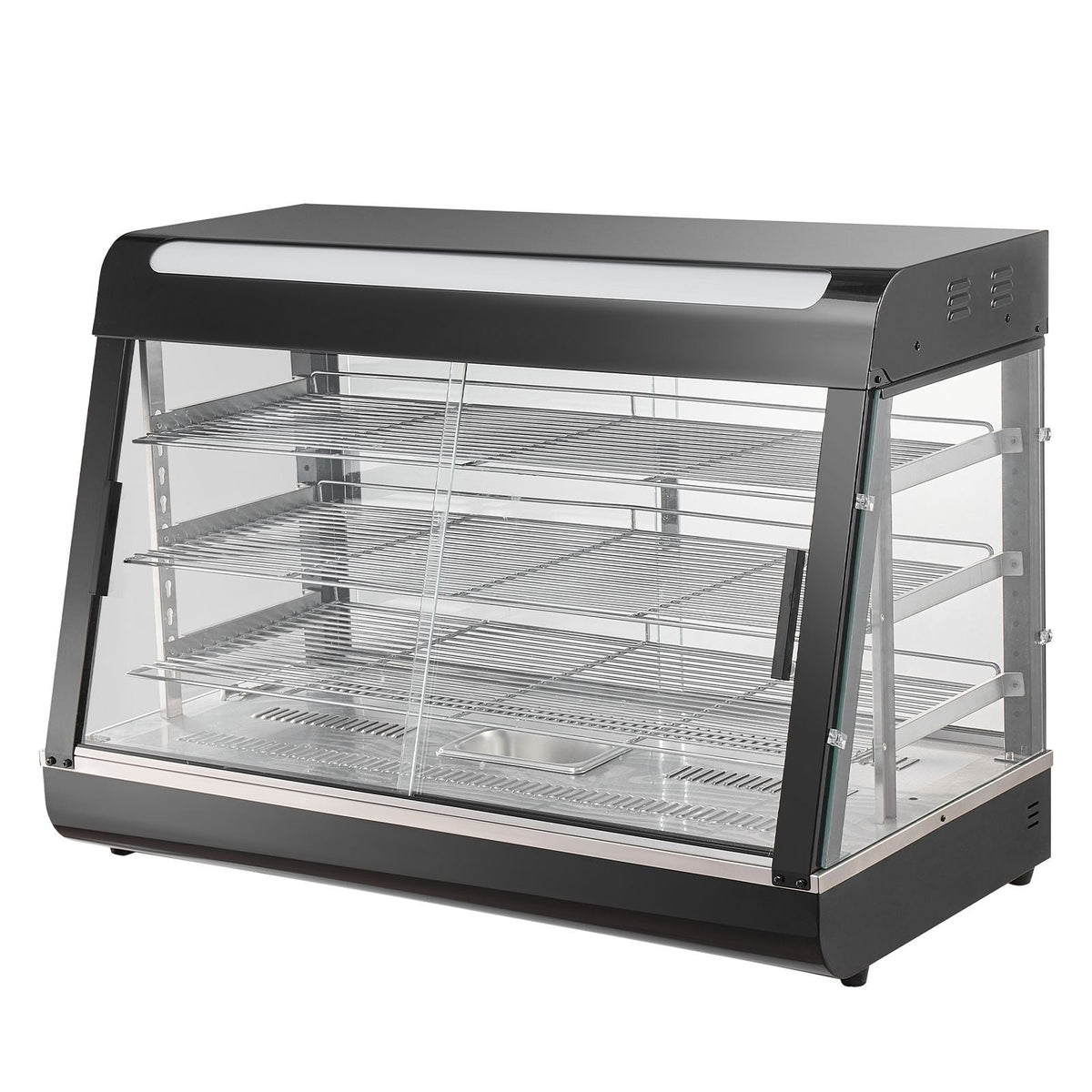 3-Tier Commercial Food Warmer Display, 1500W Food Display Warmer with Light, Adjustable Shelf and Temperature Display, 86-185 F Steam Heating, 130L for Hamburger, Pizza, Bread, Fried Chicken